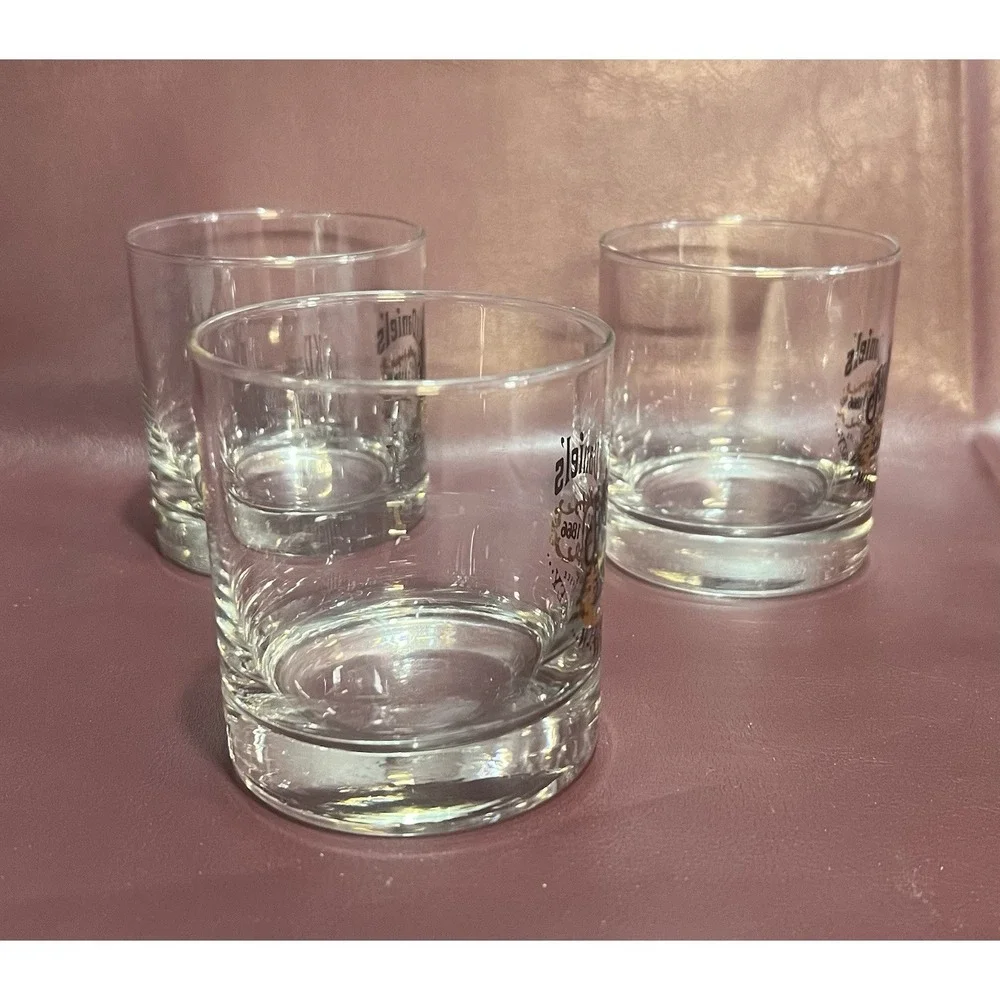 3 - JACK DANIELS Low Ball Glasses - Old No 7 Whiskey- Round Tumbler - 3 in. Tall